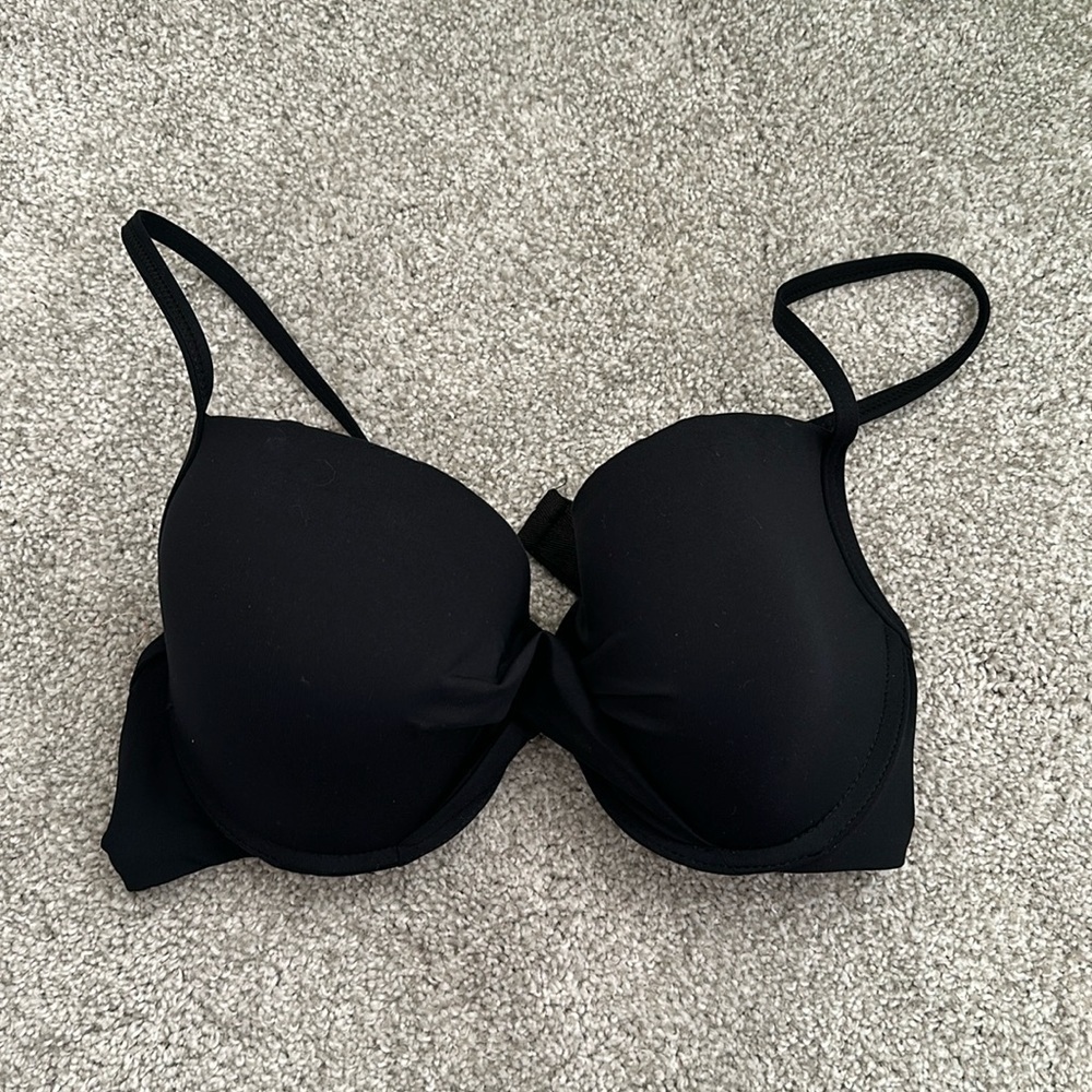 Stylish Swimwear Women's L Crossover Front Bikini Top Black Push Up Swimsuit Top